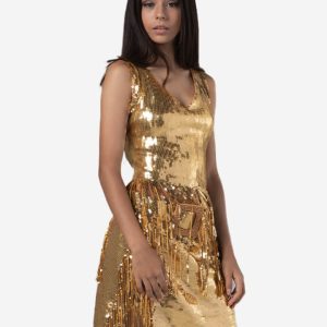 New Arrivals Gold night party dress
